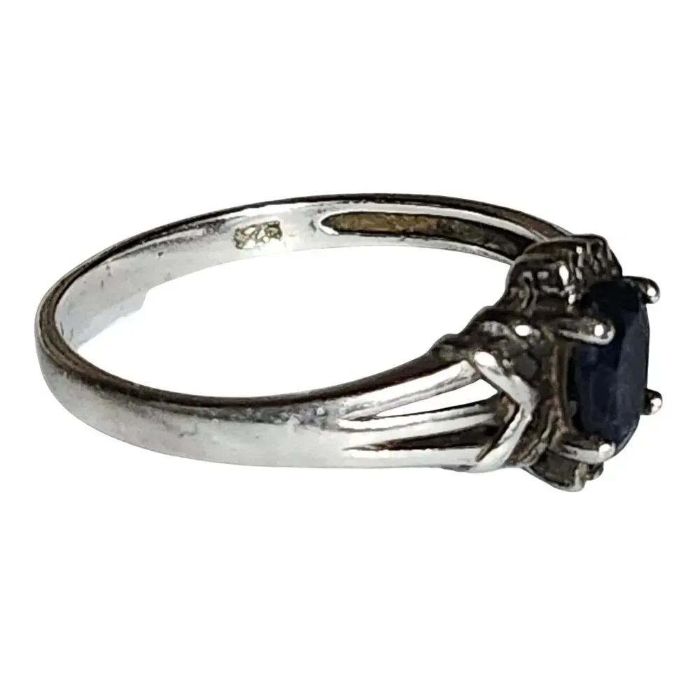 Vintage NVC Nataliya Collister Avon 925 Sterling Sapphire CZ Ring SZ 10.5ze 10.5